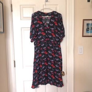 Tucker Silk Dress The Market The Market Loose Batwing Black Floral  sz L